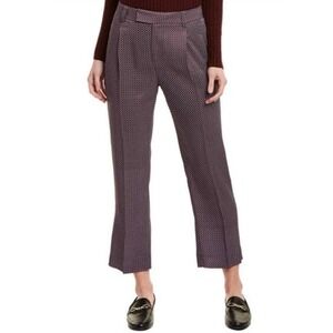 New Equipment Femme Bergen Pants Womens 6 Burgundy Geometric Print Flare Cropped